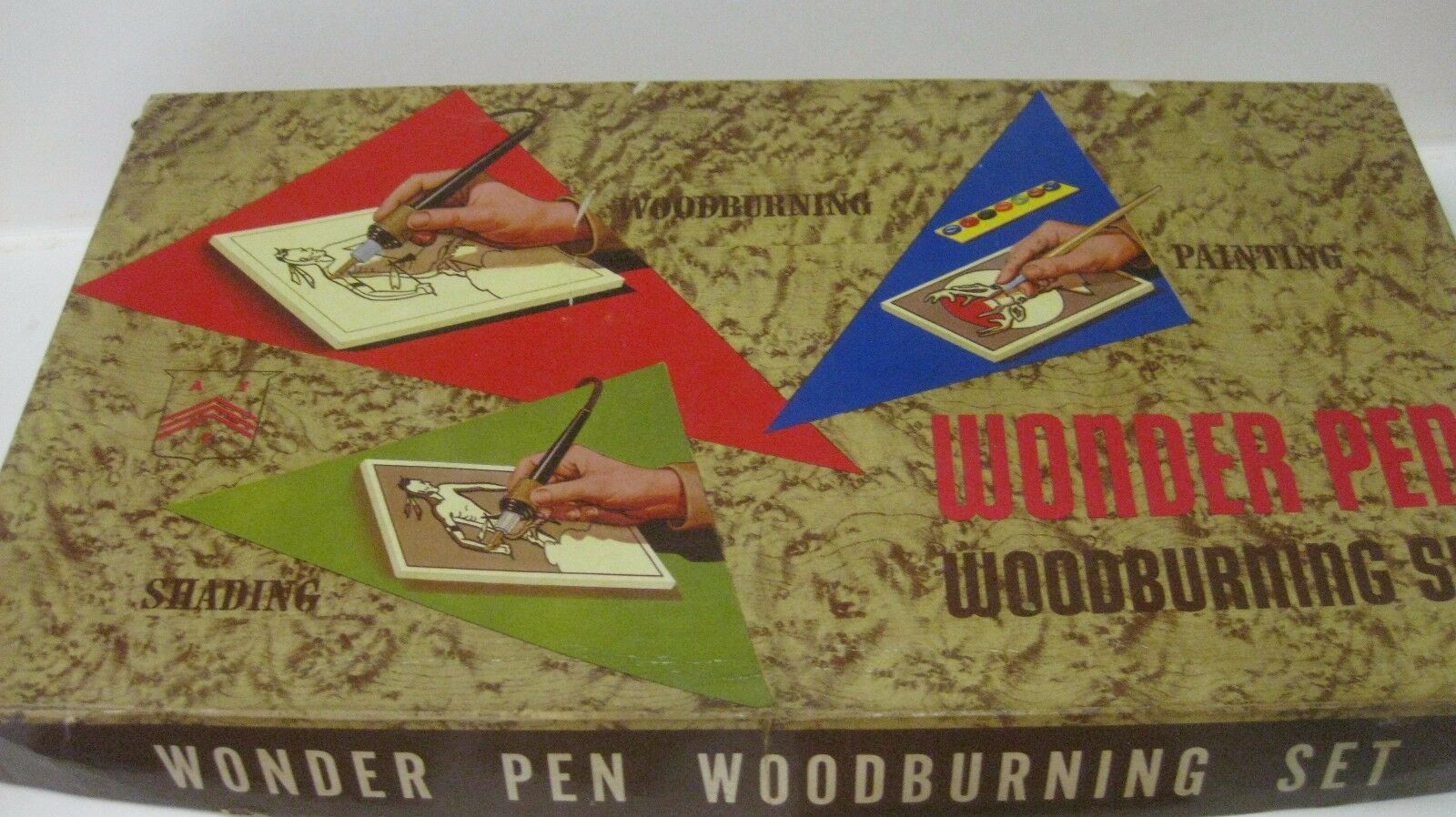 Selten Vintage Wunder Stift Holz Brennen Set Von American Toy & Furniture Gm243